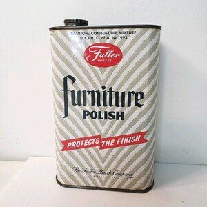 Vtg Fuller Brush Co. Furniture Polish 1 Pint Metal Tin Can Empty